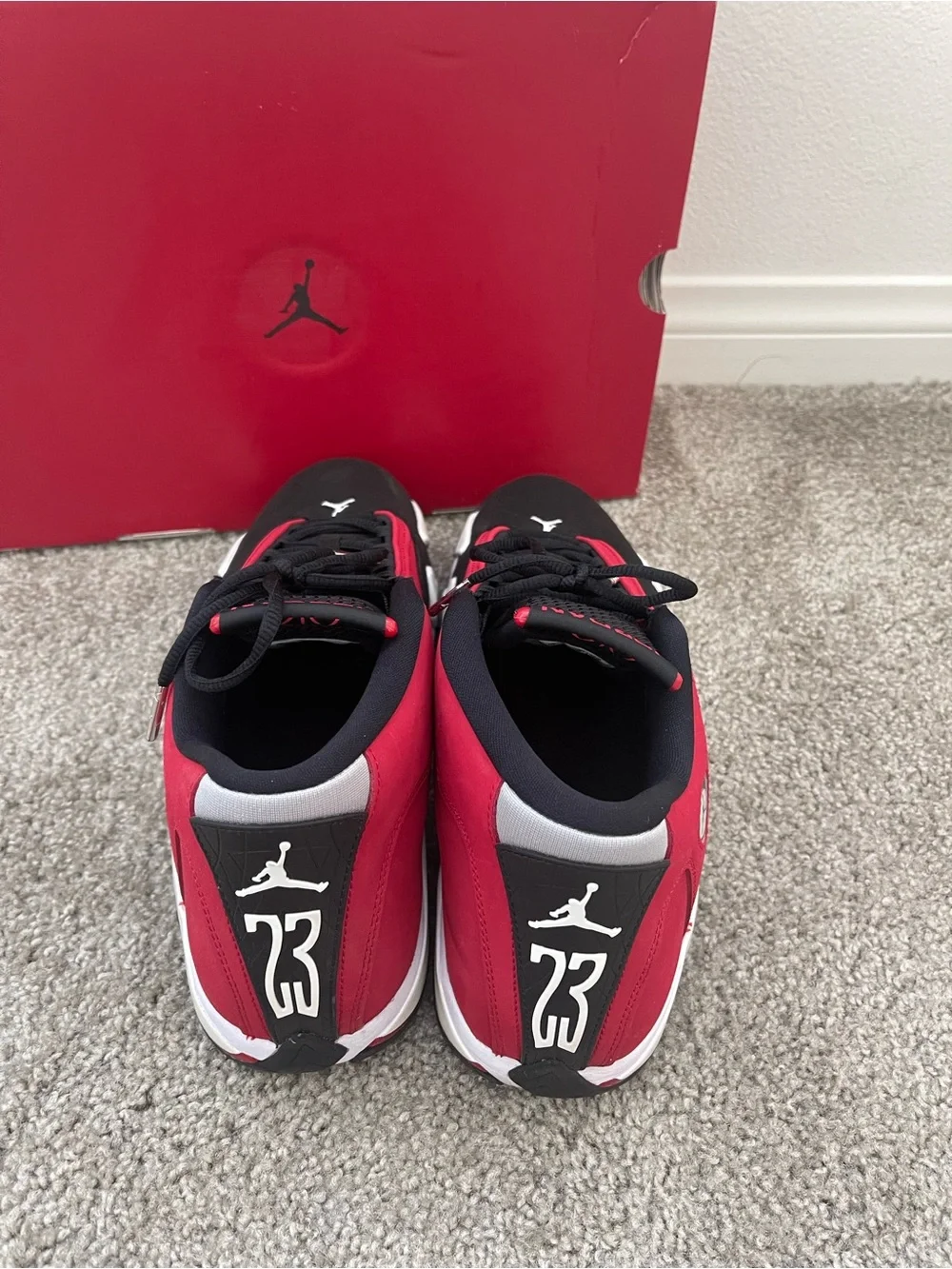 Air Jordan 14 retro Men’s Low-Top Sneakers in Red, Black & White